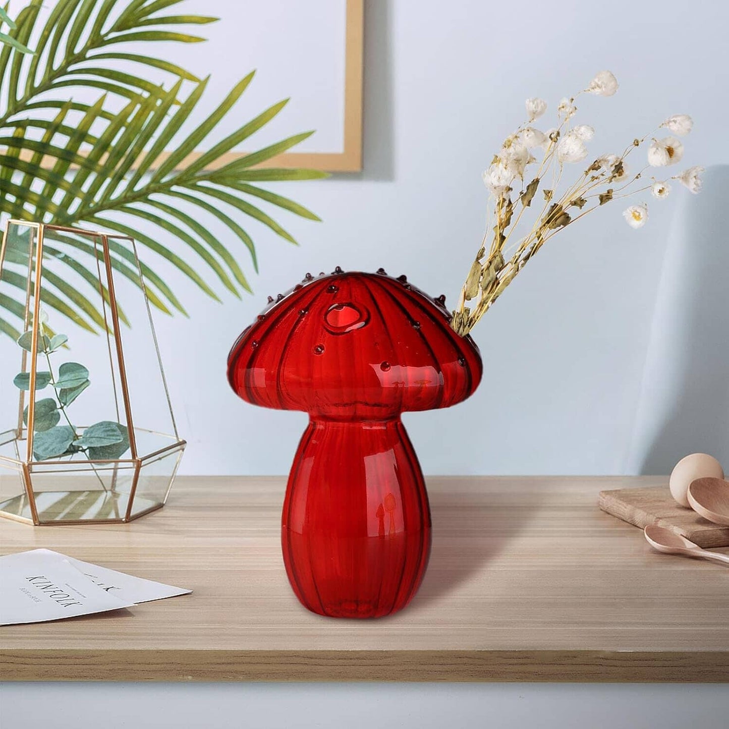 Vase en Verre - NordicMushroomVase™ - Rouge - Mon espace Jardinage
