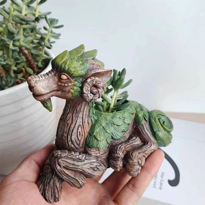 Pot de fleurs intérieur MiniDragon modèle avec barbichette avec un cactus 