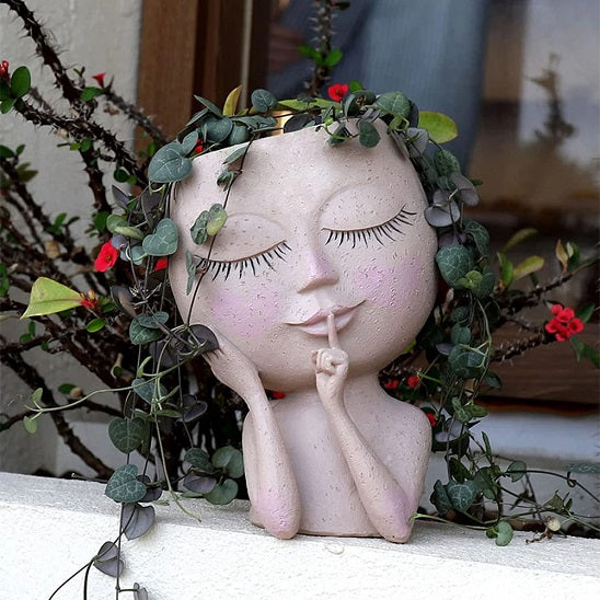 cache pot décoratif, Exquis blanc avec plante à fleurs