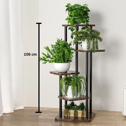 meuble a plantes de 106 cm brun et noir