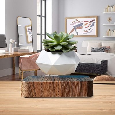 Pot de Fleurs Intérieur - LevitatingPot™ - Blanc&marron - Mon espace Jardinage