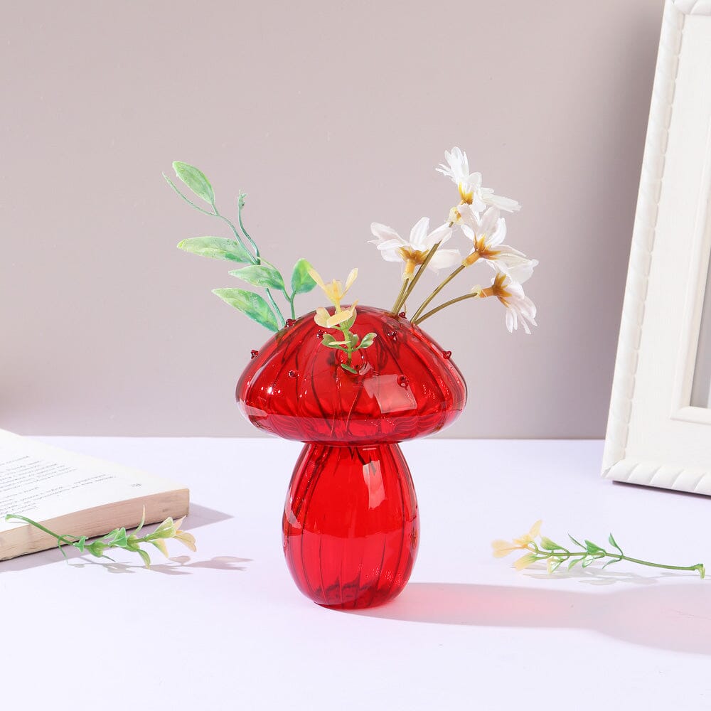 Vase en Verre - NordicMushroomVase™ - Rouge - Mon espace Jardinage